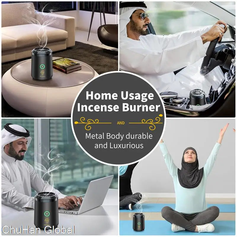 New USB Incense Burner Electric Bakhoor Ramadan Dukhoon Arabic Aroma Diffuser For Home Office Car Rechargeable Portable