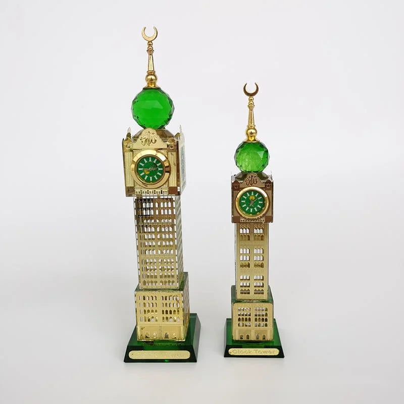 Saudi Arabia Islamic Holy City Mecca Bell Tower Crystal Model Islamic Building Figurines Souvenirs Gifts Desktop Ornament Decor