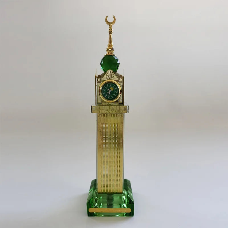 Saudi Arabia Islamic Holy City Mecca Bell Tower Crystal Model Islamic Building Figurines Souvenirs Gifts Desktop Ornament Decor