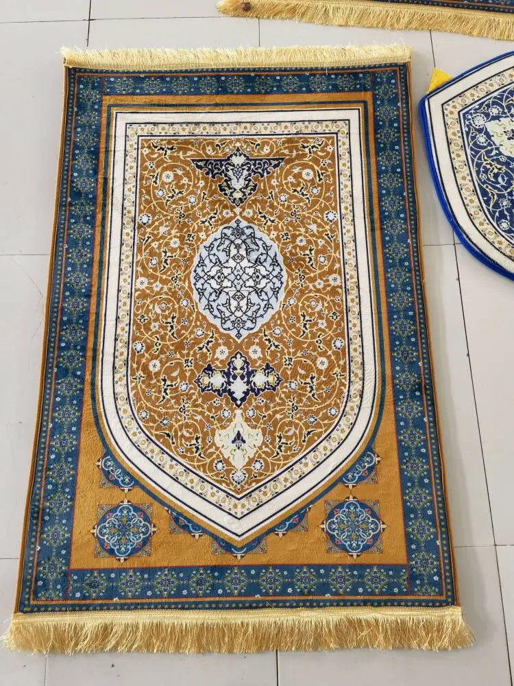 Printed Prayer Mat For Muslim Ramadan Flannel Worship Kneel Blanket Anti Slip Carpets Portable Travel Prayer Rug Ramadan Gift