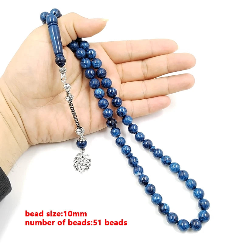 Tasbih blue resin Muslim man bracelet 33 45 51 99 100 Rosary prayer beads  islamic fashion bracelet Misbaha