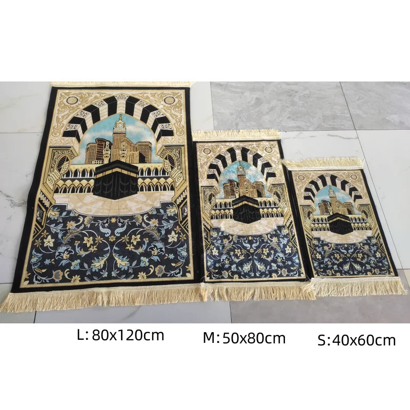 Muslim Carpet Blanket Thick Non-slip Prayer Rug Tapete with Tassel Islamic Mat Portable Home Decoration Qibla Blanket S/M/L