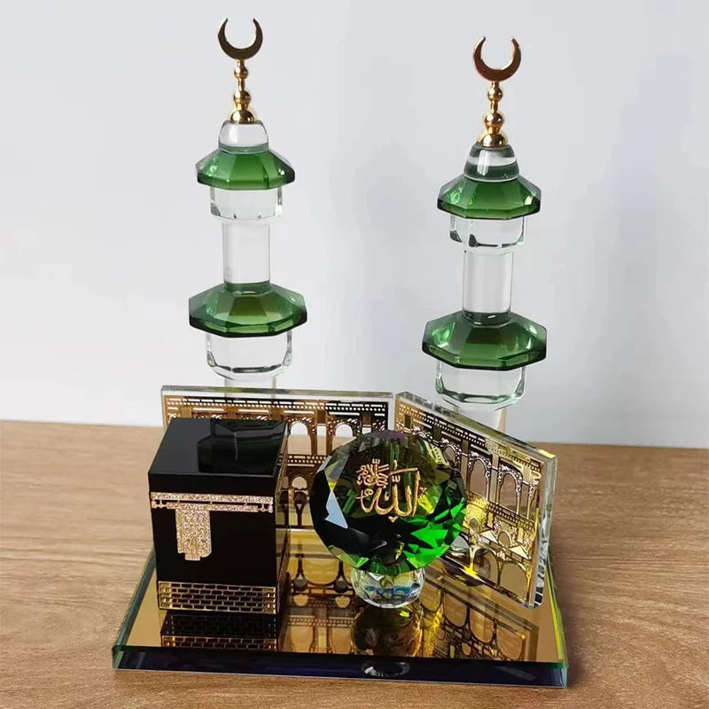 Saudi Arabian Style Mecca Mosque Kaaba Mecca Bell Tower Crystal Model Small Ornaments Multiple Styles Available Home Decorations