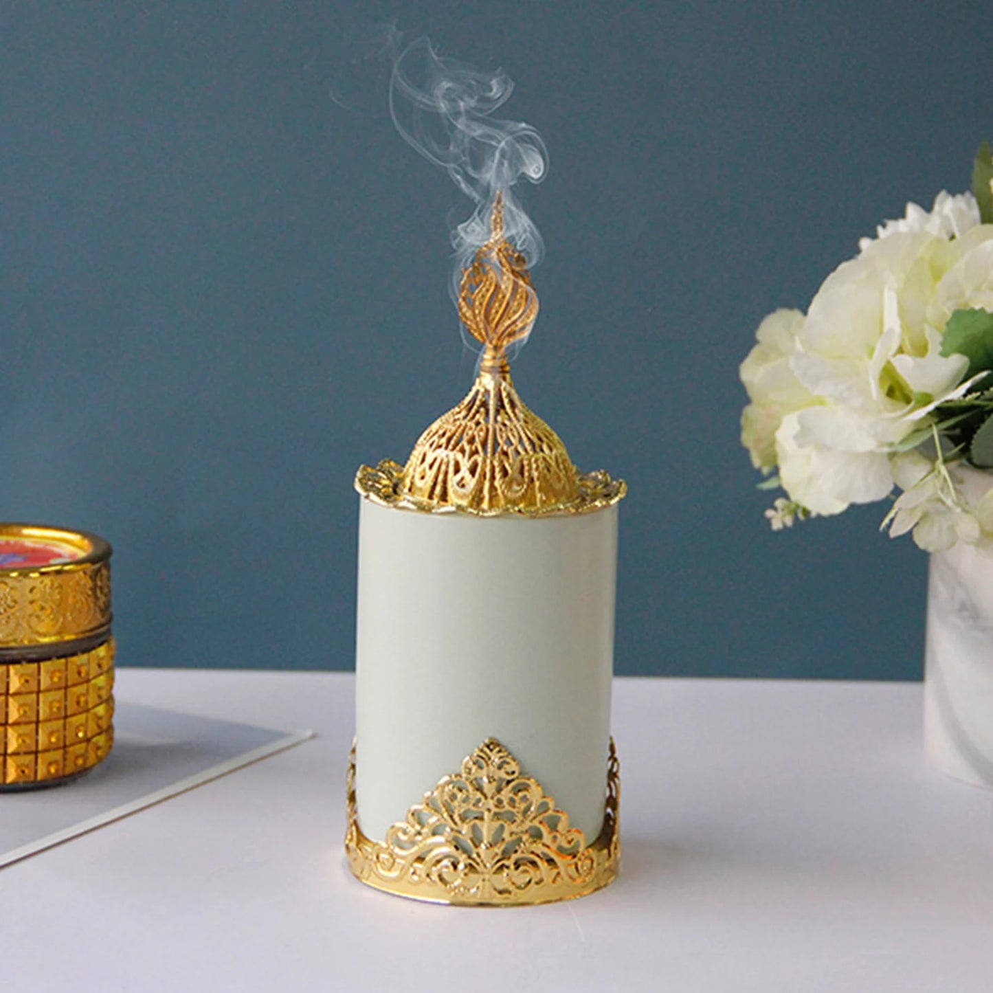 Incense Burner For Ramadan Cylinder Metal Arabic Incense Burner Pot For Eid Aromatherapy Ornament Home Aromatherapy Decorations