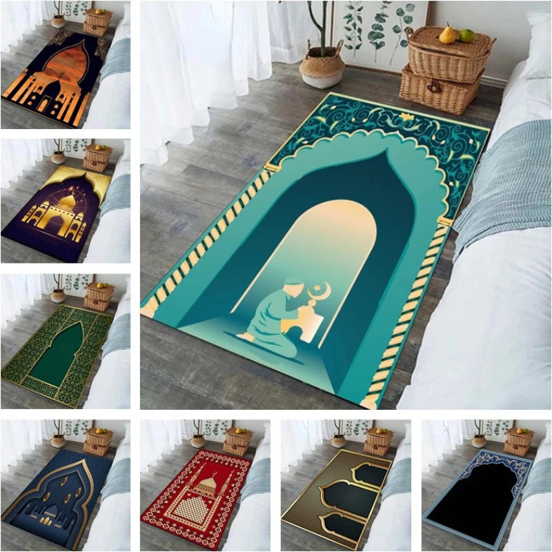 Ramadan Prayer Carpet for Living Room Decoration Religious Muslim Non Slip Rugs for Bedroom Bedside Home Decor Doormat Washable