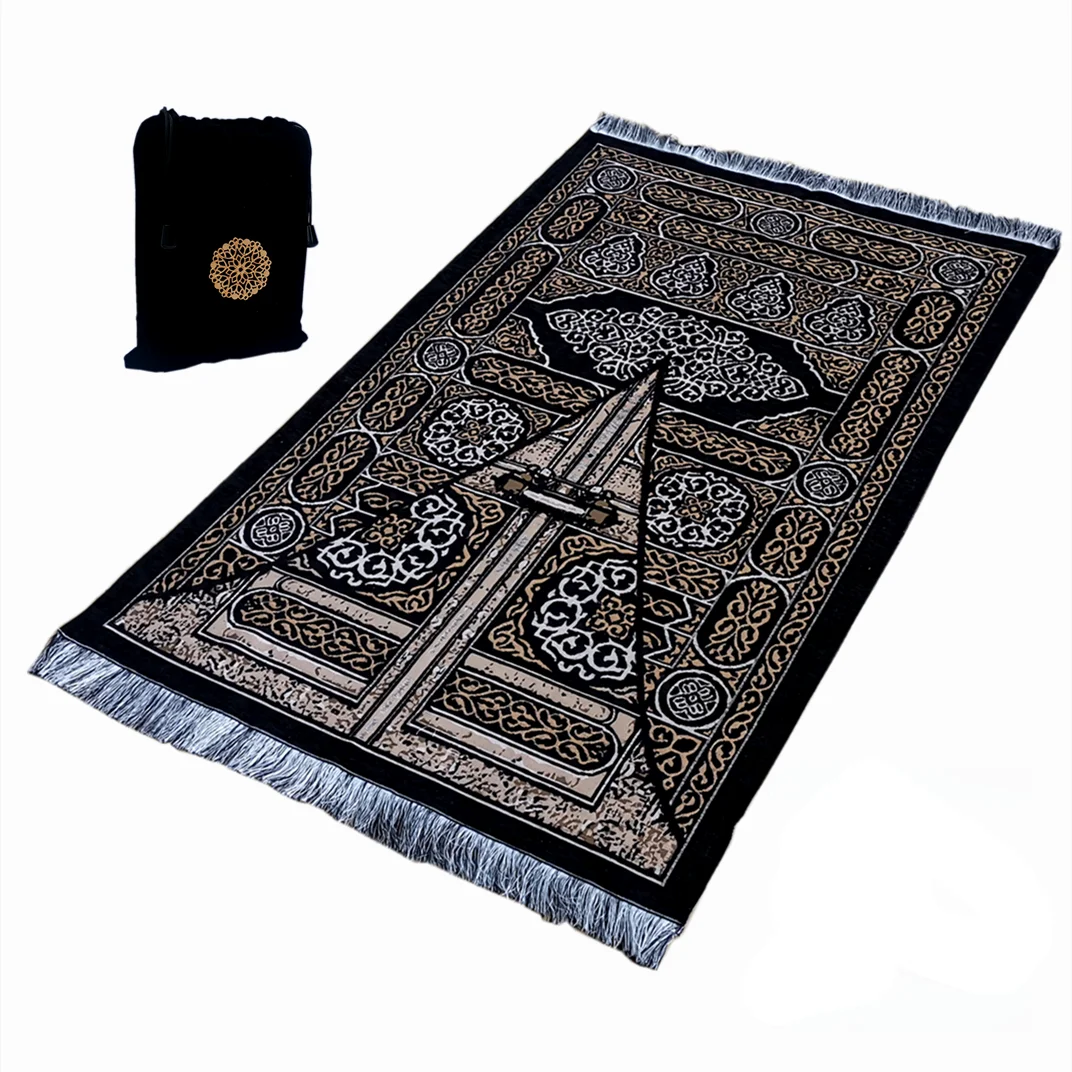 Prayer mat with muslim prayer beads and gift bag travel prayer rug hajji gift sets