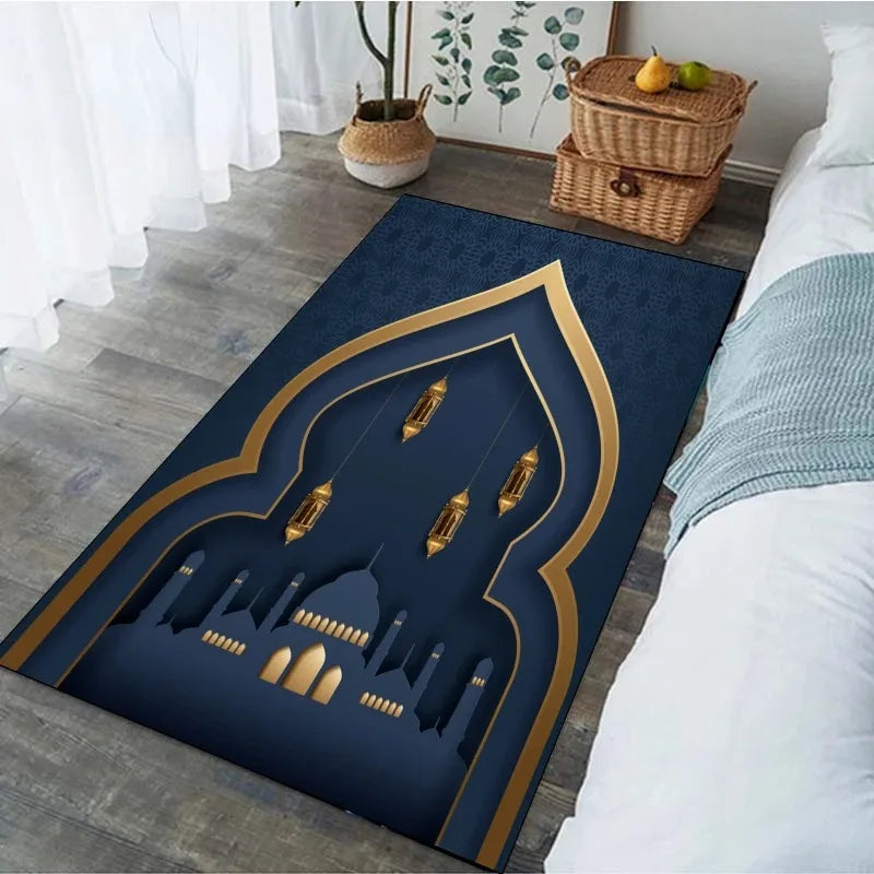 Ramadan Prayer Carpet for Living Room Decoration Religious Muslim Non Slip Rugs for Bedroom Bedside Home Decor Doormat Washable