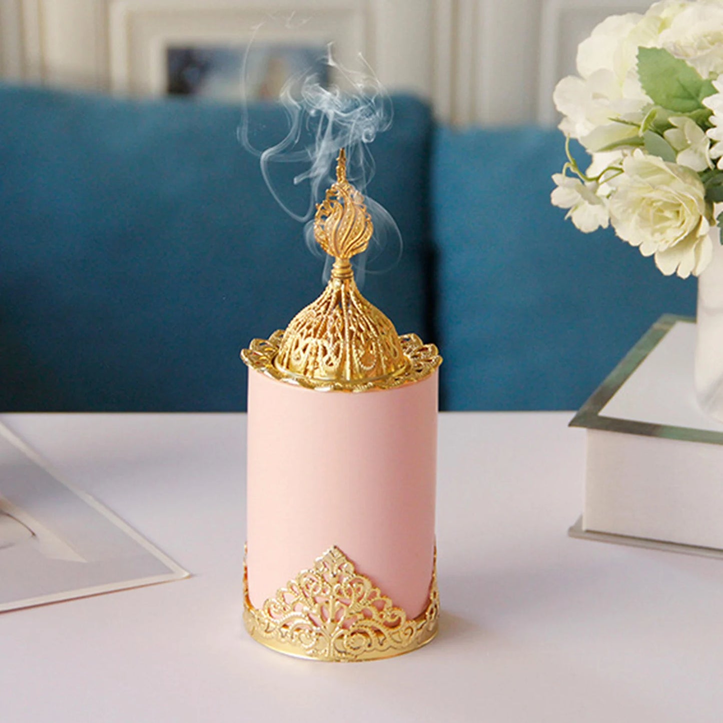 Incense Burner For Ramadan Cylinder Metal Arabic Incense Burner Pot For Eid Aromatherapy Ornament Home Aromatherapy Decorations