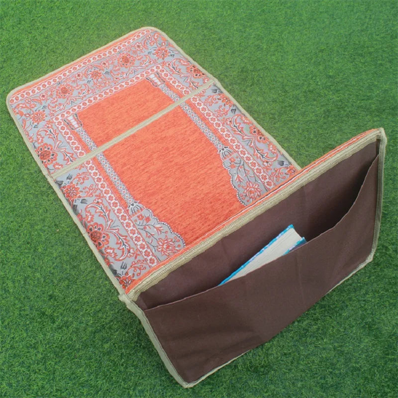 High Quality Muslim Prayer Rug Polyester Portable with Backrest Foldable Worship Blanket Home Travel Outdoor Mat Picnic Cushion