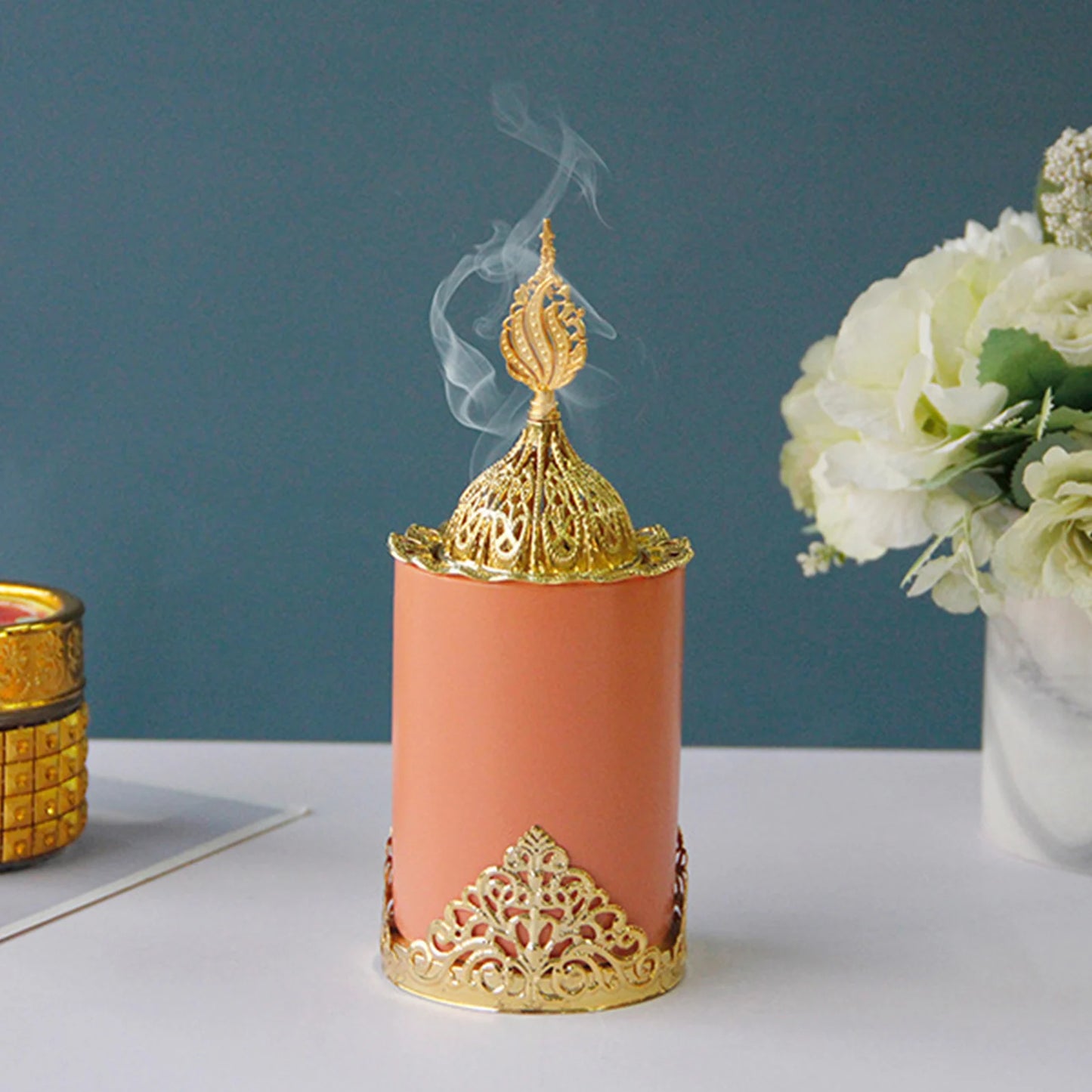 Incense Burner For Ramadan Cylinder Metal Arabic Incense Burner Pot For Eid Aromatherapy Ornament Home Aromatherapy Decorations