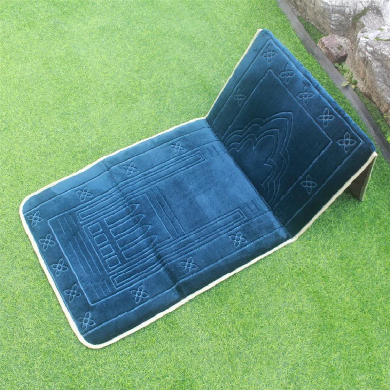 High Quality Muslim Prayer Rug Polyester Portable with Backrest Foldable Worship Blanket Home Travel Outdoor Mat Picnic Cushion