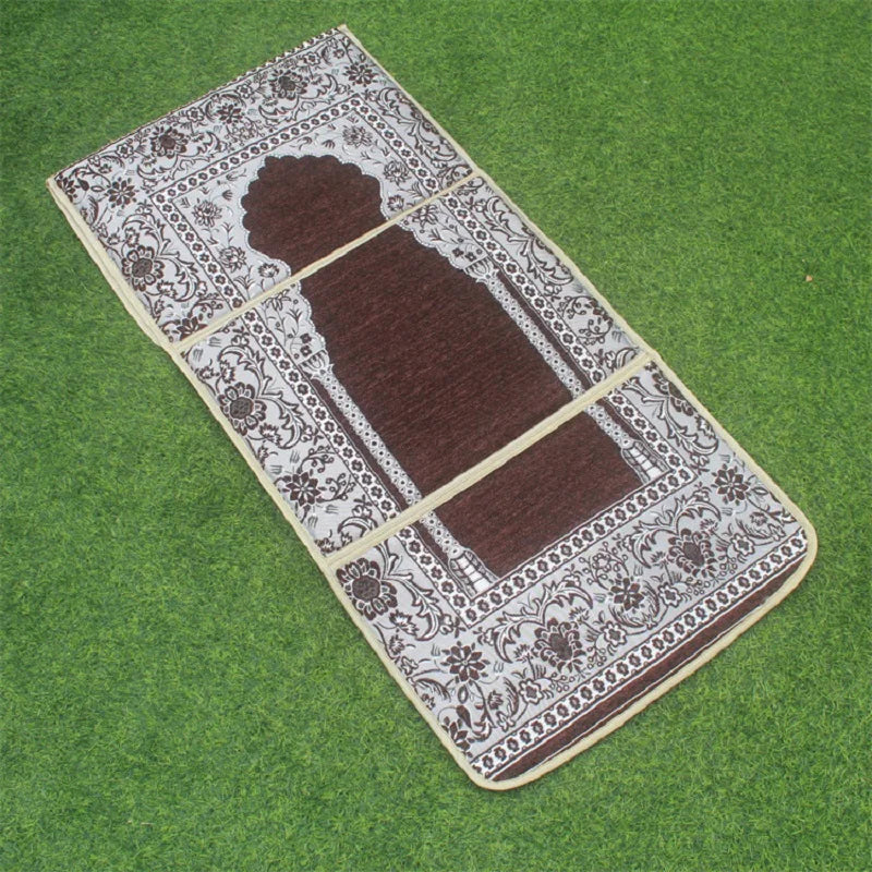 High Quality Muslim Prayer Rug Polyester Portable with Backrest Foldable Worship Blanket Home Travel Outdoor Mat Picnic Cushion