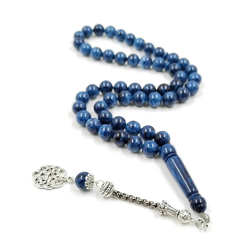 Tasbih blue resin Muslim man bracelet 33 45 51 99 100 Rosary prayer beads  islamic fashion bracelet Misbaha