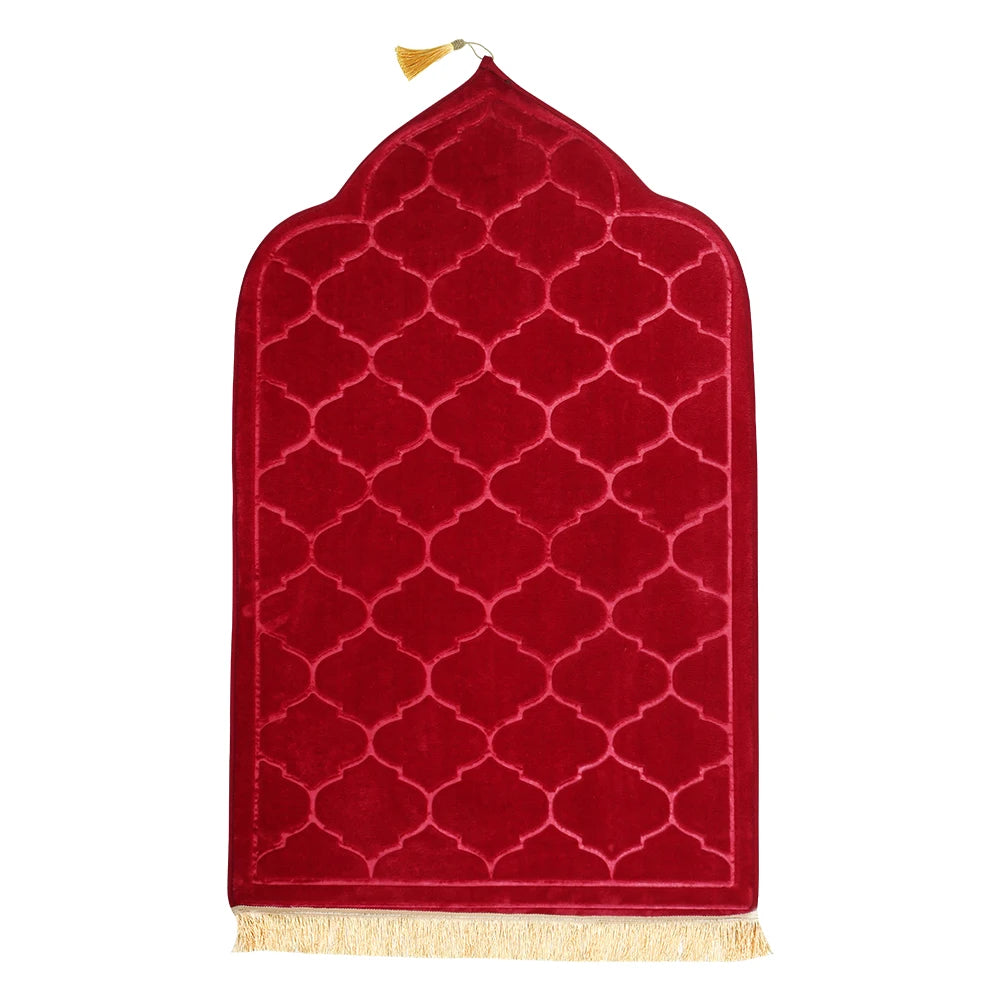 Soft Worship Kneel Travel Prayer Rug Non-slip Prayer Mat Flannel Carpet for Muslim Ramadan Embossing Floor Carpets Portable