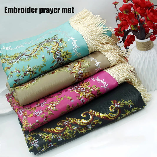 Embroider Prayer Mat luxury Flower Pattern Prayer Rugs 70x110cm Worship Blanket Islamic Ramadan