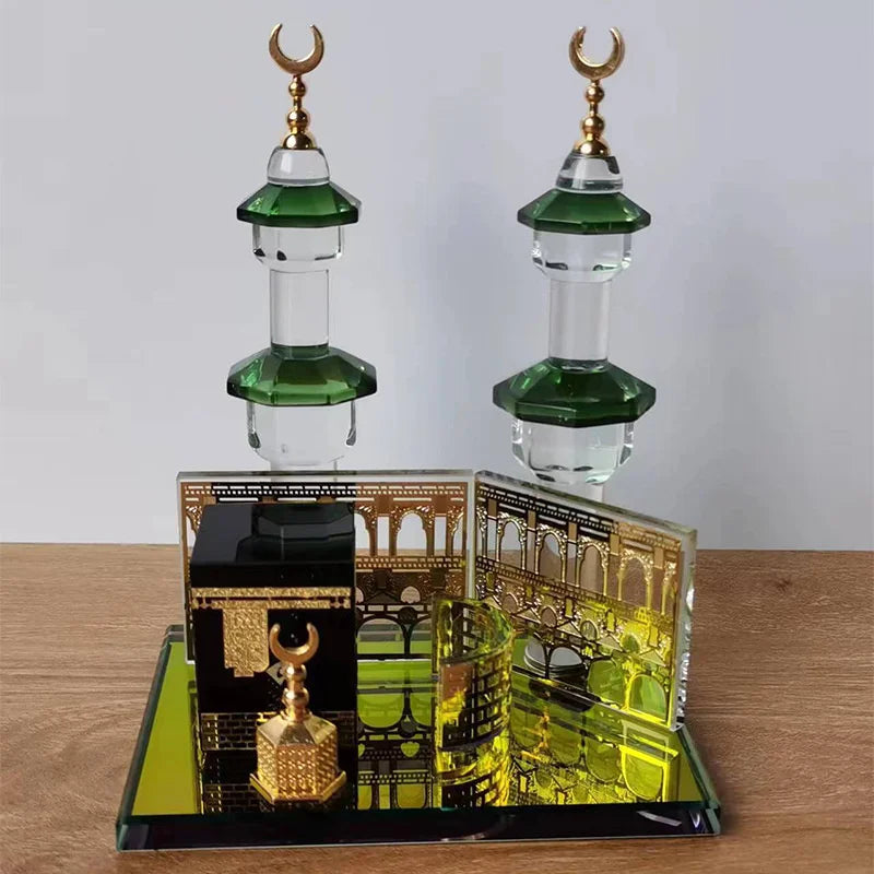 Saudi Arabian Style Mecca Mosque Kaaba Mecca Bell Tower Crystal Model Small Ornaments Multiple Styles Available Home Decorations