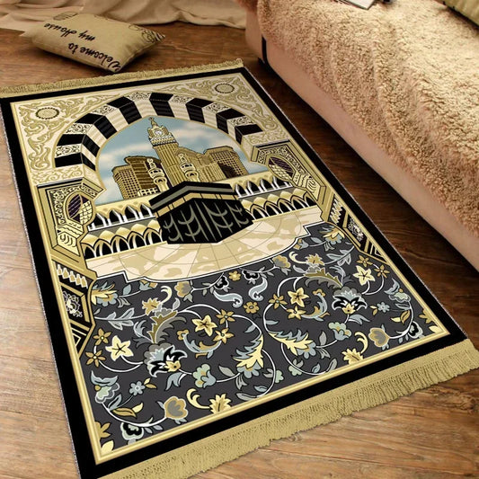 Muslim Carpet Blanket Thick Non-slip Prayer Rug Tapete with Tassel Islamic Mat Portable Home Decoration Qibla Blanket S/M/L