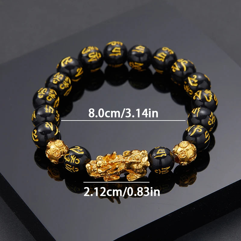 Feng Shui Men's Lucky Rosary Bracelets for Men and Women Wristbands Gold Color Braves Wealth Good Luck Change Bracelets