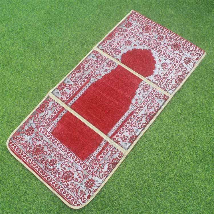 High Quality Muslim Prayer Rug Polyester Portable with Backrest Foldable Worship Blanket Home Travel Outdoor Mat Picnic Cushion