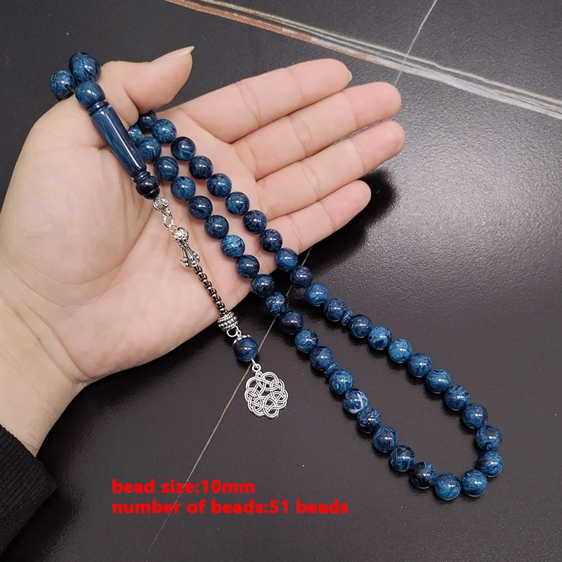 Tasbih blue resin Muslim man bracelet 33 45 51 99 100 Rosary prayer beads  islamic fashion bracelet Misbaha