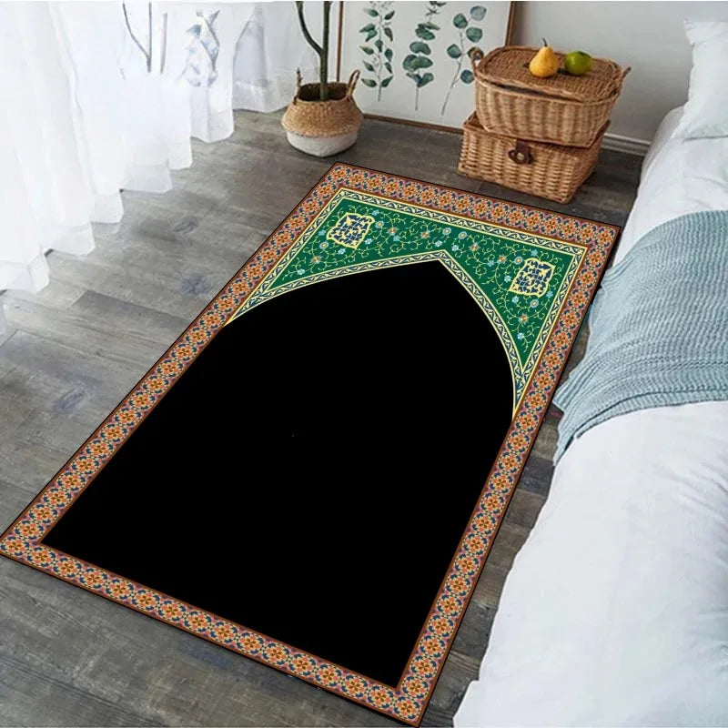 Ramadan Prayer Carpet for Living Room Decoration Religious Muslim Non Slip Rugs for Bedroom Bedside Home Decor Doormat Washable