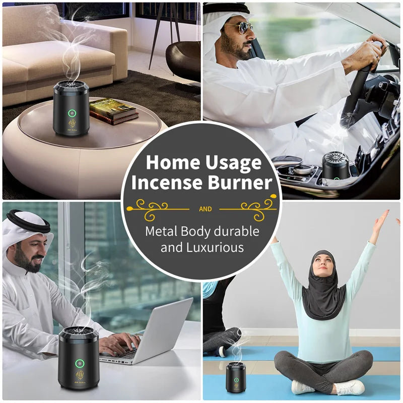 New USB Incense Burner Electric Bakhoor Ramadan Dukhoon Arabic Aroma Diffuser For Home Office Car Rechargeable Portable