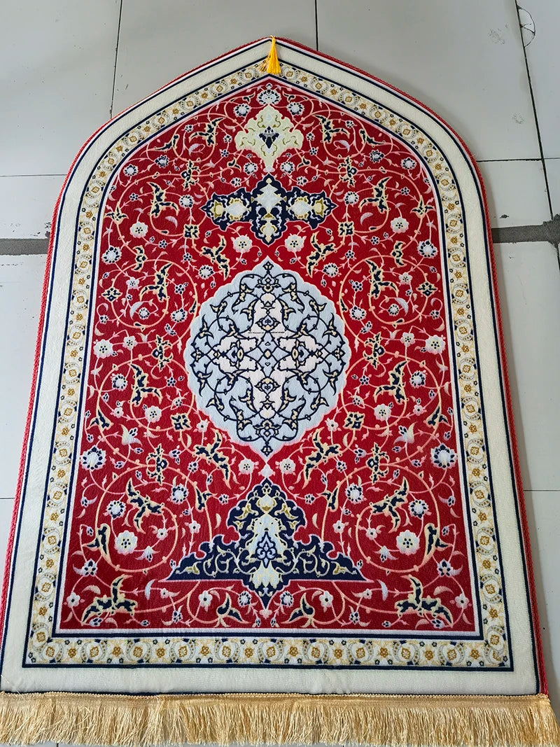 Printed Prayer Mat For Muslim Ramadan Flannel Worship Kneel Blanket Anti Slip Carpets Portable Travel Prayer Rug Ramadan Gift