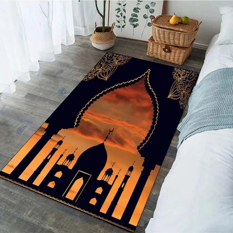 Ramadan Prayer Carpet for Living Room Decoration Religious Muslim Non Slip Rugs for Bedroom Bedside Home Decor Doormat Washable