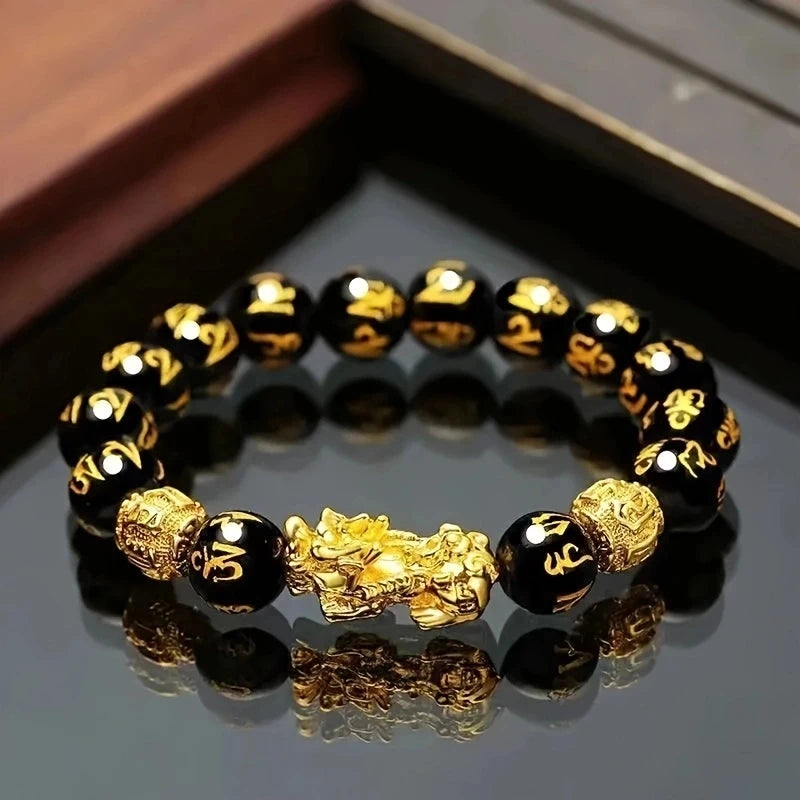 Feng Shui Men's Lucky Rosary Bracelets for Men and Women Wristbands Gold Color Braves Wealth Good Luck Change Bracelets