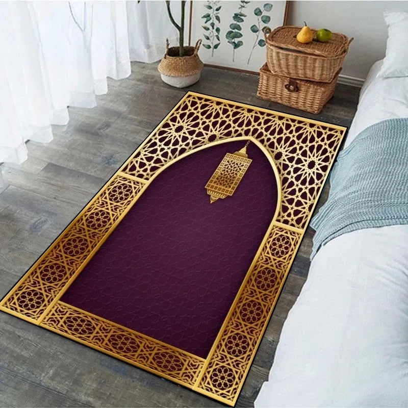 Ramadan Prayer Carpet for Living Room Decoration Religious Muslim Non Slip Rugs for Bedroom Bedside Home Decor Doormat Washable