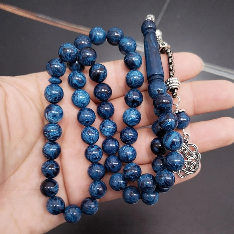 Tasbih blue resin Muslim man bracelet 33 45 51 99 100 Rosary prayer beads  islamic fashion bracelet Misbaha