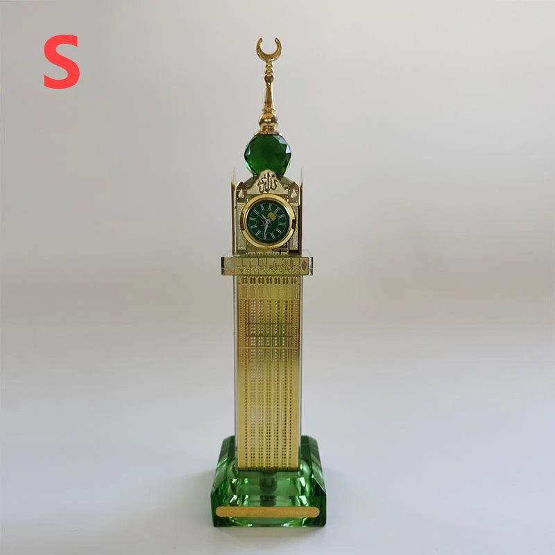 Saudi Arabia Islamic Holy City Mecca Bell Tower Crystal Model Islamic Building Figurines Souvenirs Gifts Desktop Ornament Decor