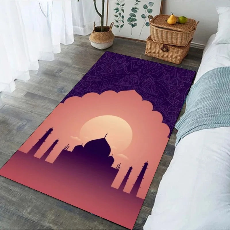 Ramadan Prayer Carpet for Living Room Decoration Religious Muslim Non Slip Rugs for Bedroom Bedside Home Decor Doormat Washable