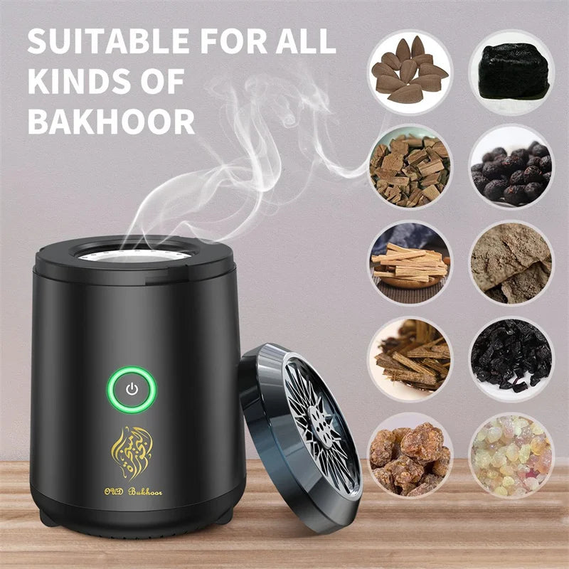 New USB Incense Burner Electric Bakhoor Ramadan Dukhoon Arabic Aroma Diffuser For Home Office Car Rechargeable Portable