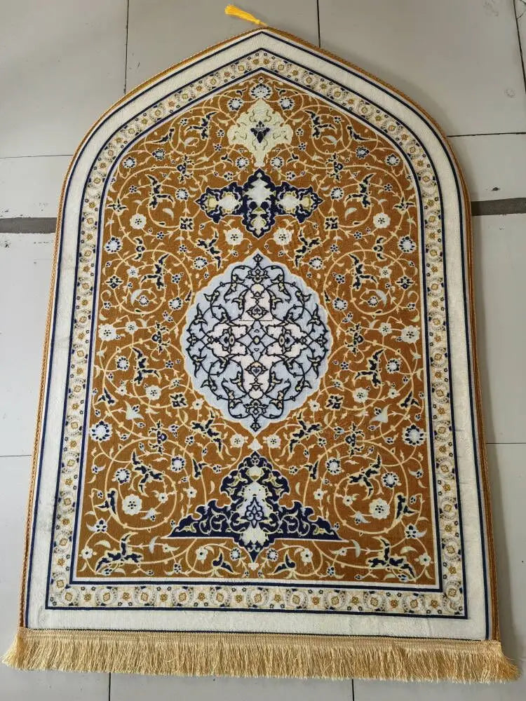 Printed Prayer Mat For Muslim Ramadan Flannel Worship Kneel Blanket Anti Slip Carpets Portable Travel Prayer Rug Ramadan Gift