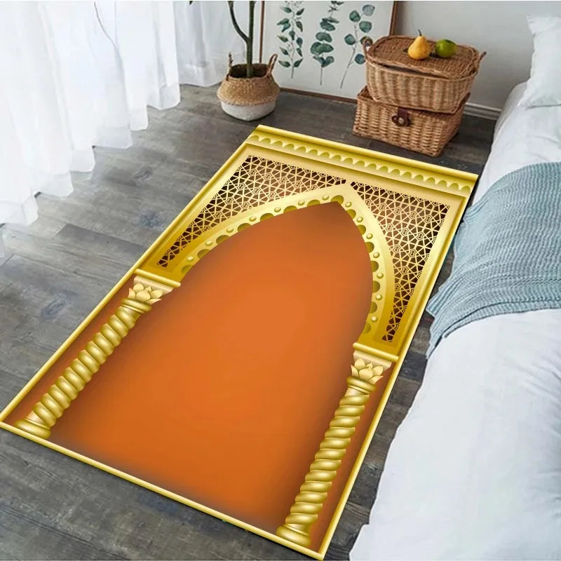 Ramadan Prayer Carpet for Living Room Decoration Religious Muslim Non Slip Rugs for Bedroom Bedside Home Decor Doormat Washable