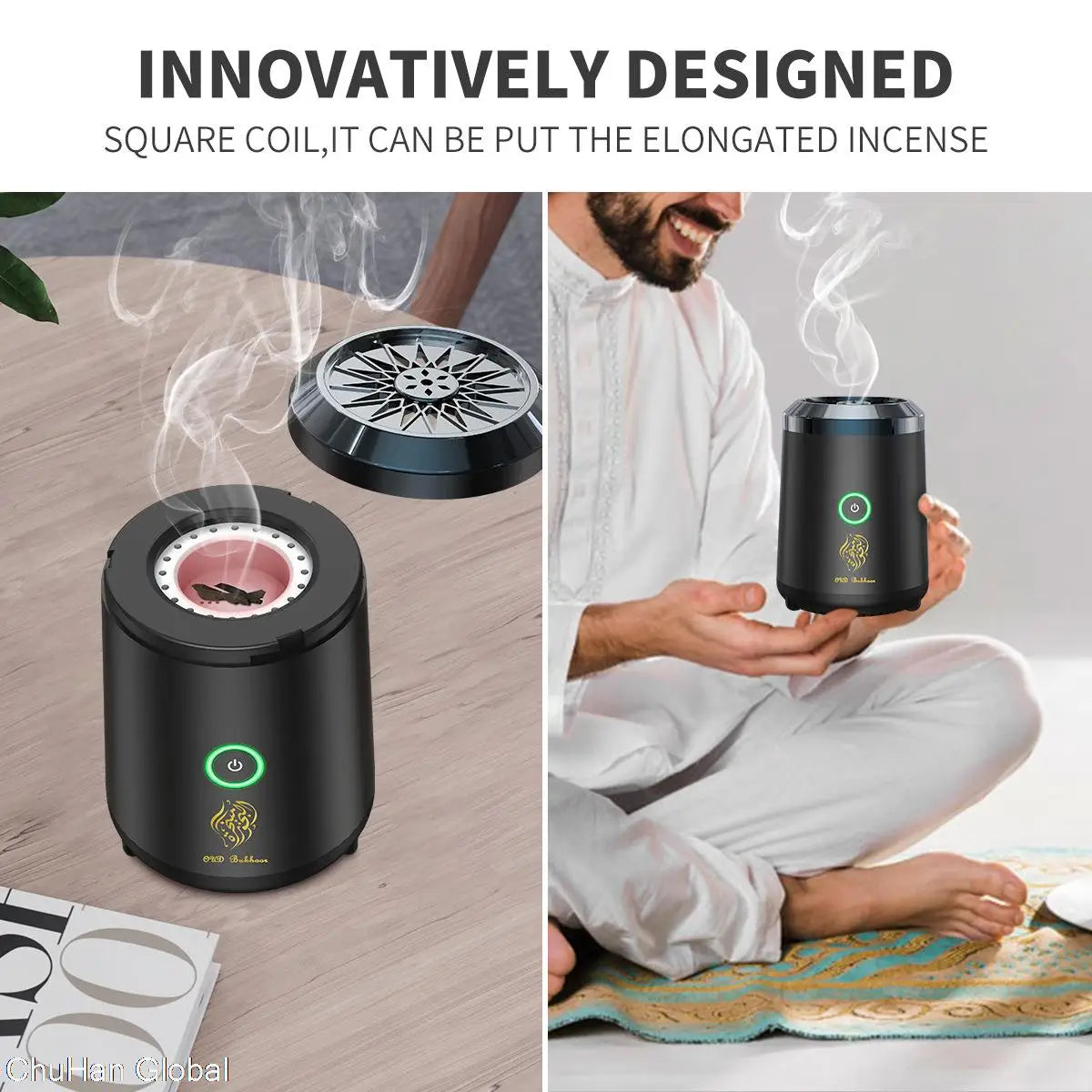 New USB Incense Burner Electric Bakhoor Ramadan Dukhoon Arabic Aroma Diffuser For Home Office Car Rechargeable Portable