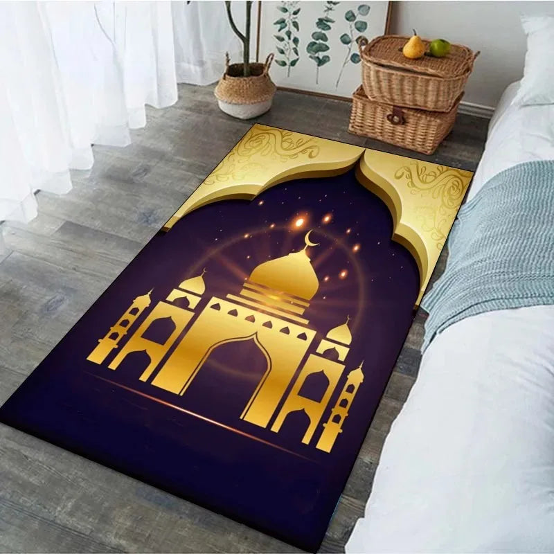 Ramadan Prayer Carpet for Living Room Decoration Religious Muslim Non Slip Rugs for Bedroom Bedside Home Decor Doormat Washable