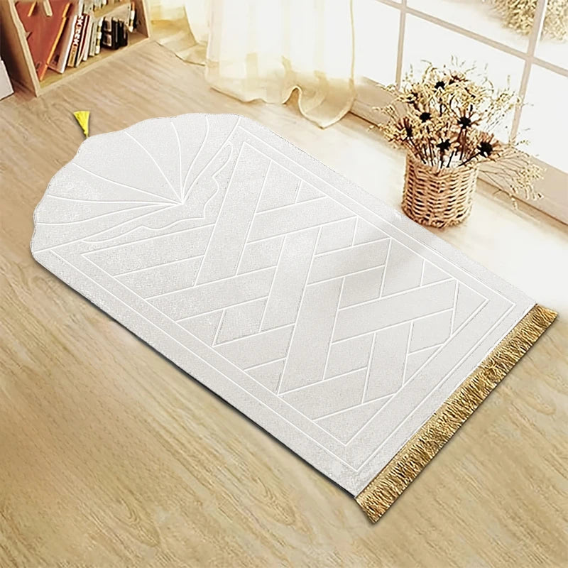 Thickened sponge soft tassel prayer mat easy to carry embossed prayer mat suitable for a variety of scenarios